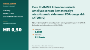 Evre III dMMR kolon kanserinde ameliyat sonrası kemoterapiye atezolizumab eklenmesi FDA onayı aldı (ATOMIC)