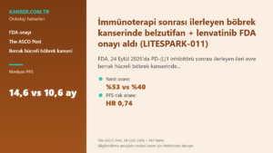 İmmünoterapi sonrası ilerleyen böbrek kanserinde belzutifan + lenvatinib FDA onayı aldı (LITESPARK-011)