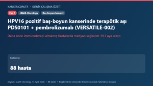 HPV16 pozitif baş-boyun kanserinde terapötik aşı PDS0101 + pembrolizumab (VERSATILE-002)
