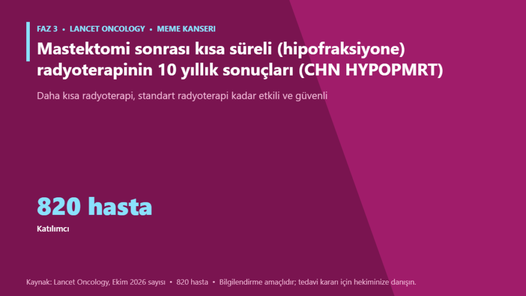 Mastektomi sonrası kısa süreli (hipofraksiyone) radyoterapinin 10 yıllık sonuçları (CHN HYPOPMRT)