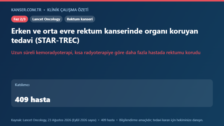 Erken ve orta evre rektum kanserinde organı koruyan tedavi (STAR-TREC)
