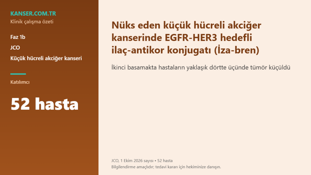 Nüks eden küçük hücreli akciğer kanserinde EGFR-HER3 hedefli ilaç-antikor konjugatı (İza-bren)