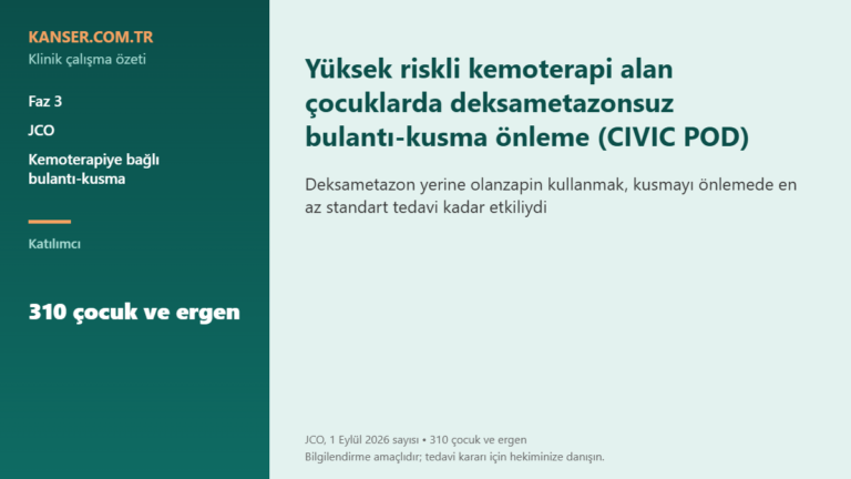 Yüksek riskli kemoterapi alan çocuklarda deksametazonsuz bulantı-kusma önleme (CIVIC POD)