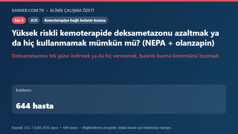 Yüksek riskli kemoterapide deksametazonu azaltmak ya da hiç kullanmamak mümkün mü? (NEPA + olanzapin)
