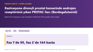 Kastrasyona dirençli prostat kanserinde androjen reseptörünü yıkan PROTAC ilacı (Bavdegalutamid)