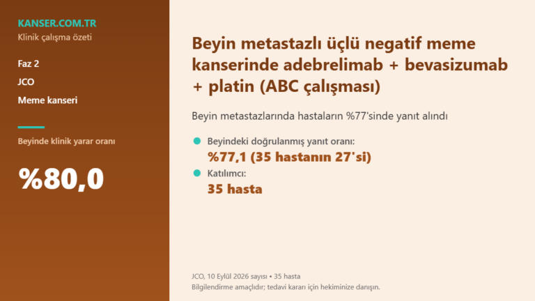 Beyin metastazlı üçlü negatif meme kanserinde adebrelimab + bevasizumab + platin (ABC çalışması)