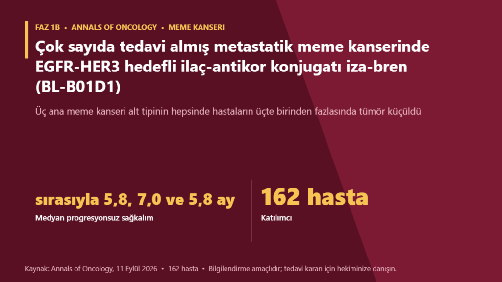 Çok sayıda tedavi almış metastatik meme kanserinde EGFR-HER3 hedefli ilaç-antikor konjugatı iza-bren (BL-B01D1)